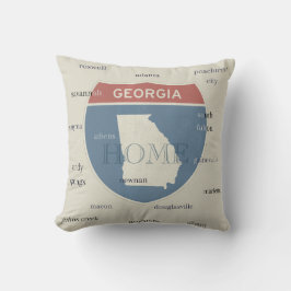 Georgia Home Throw Pillow with Cities – Custom Kussen