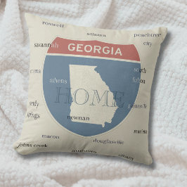 Georgia Home Throw Pillow with Cities – Custom Kussen