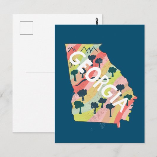 Georgia Illustrated Map Briefkaart (Voorkant / Achterkant)