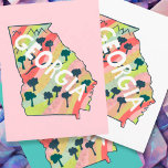 Georgia Illustrated Map Briefkaart<br><div class="desc">Bekijk deze kleurrijke staatskaarttekening. Ga naar mijn winkel voor meer staten en meer overeenkomende objecten!</div>