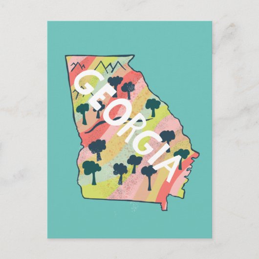 Georgia Illustrated Map Briefkaart (Voorkant)