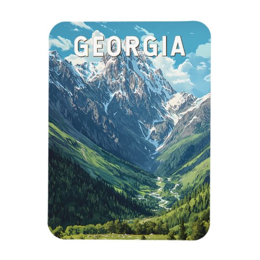 Georgia Illustration Travel Art Vintage Magneet (Verticaal)