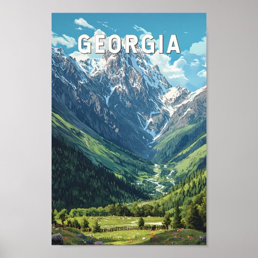 Georgia Illustration Travel Art Vintage Poster (Voorkant)