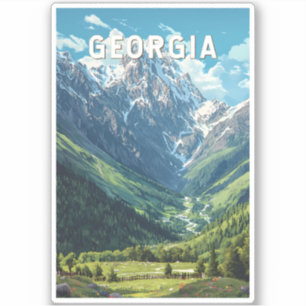 Georgia Illustration Travel Art Vintage Sticker