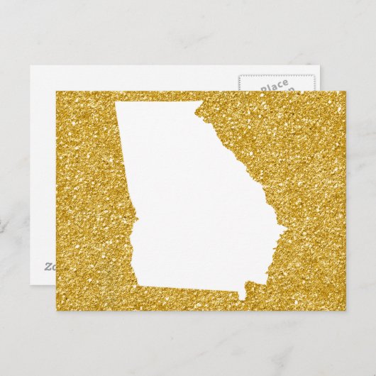 Georgia in White en Gold Glitter Briefkaart (Voorkant / Achterkant)