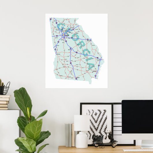 Georgia Interstate Map Print (Thuiskantoor)