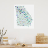 Georgia Interstate Map Print (Keuken)