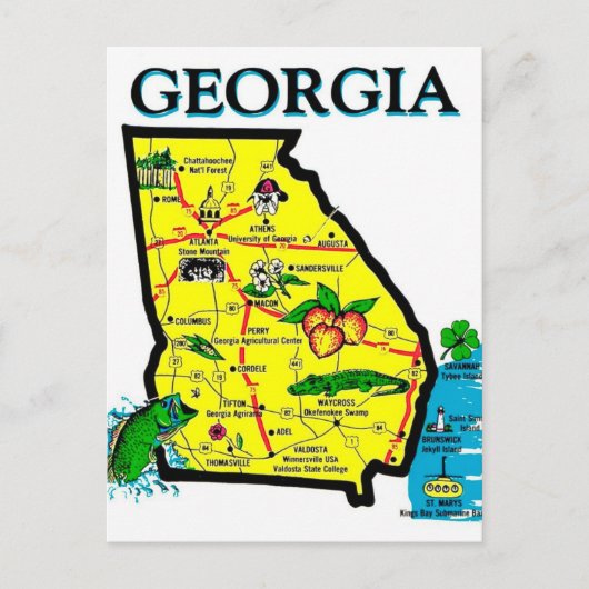 Georgia Kaart Ansichtkaart (Voorkant)
