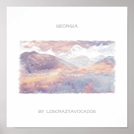 Georgia Kazbegi Architectuur Natuur Poster (Voorkant)