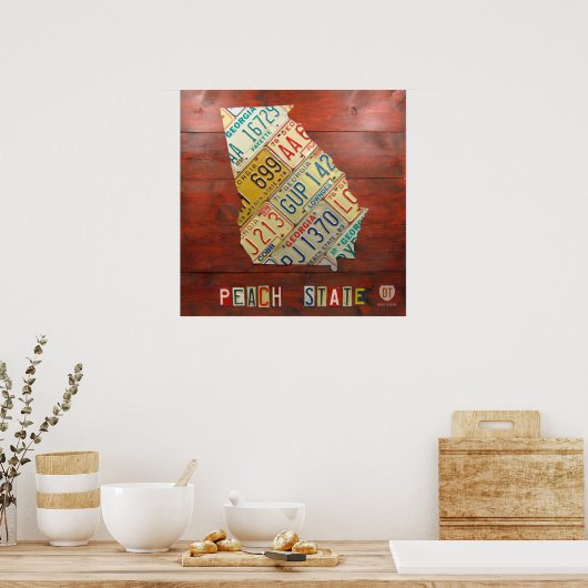 Georgia License Bord Map Afdrukken Poster (Keuken)