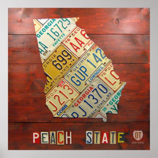 Georgia License Bord Map Afdrukken Poster (Voorkant)