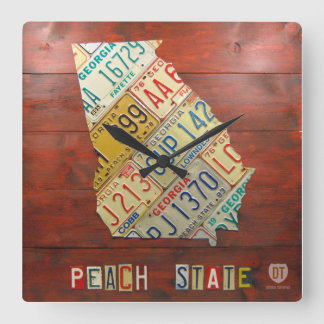 Georgia License Plate Map Clock Vierkante Klok