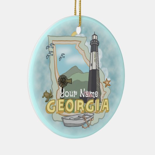 Georgia Lighthouse Keramisch Ornament (Rechts)