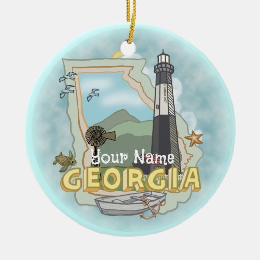 Georgia Lighthouse Keramisch Ornament (Voorkant)