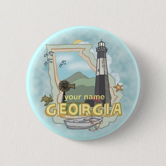 Georgia Lighthouse-pinknop Ronde Button 5,7 Cm (Voorkant)