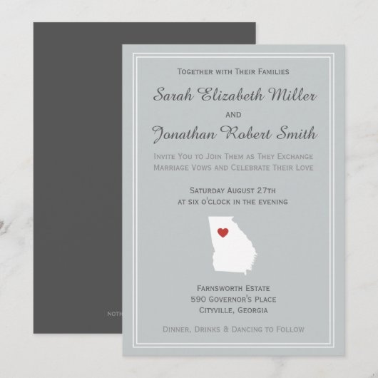 Georgia Love - huwelijksuitnodiging Kaart (Voorkant / Achterkant)