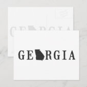 Georgia Map met briefing staat Word Art Black Briefkaart (Voorkant / Achterkant)