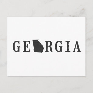 Georgia Map met briefing staat Word Art Black Briefkaart