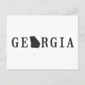 Georgia Map met briefing staat Word Art Black Briefkaart (Voorkant)