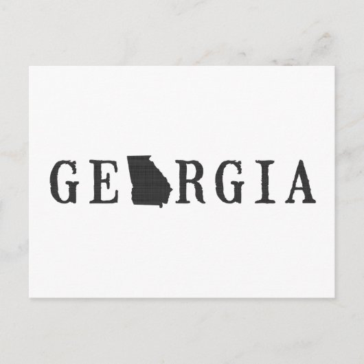 Georgia Map met briefing staat Word Art Black Briefkaart (Voorkant)