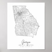Georgia Minimal Street Map Poster (Voorkant)