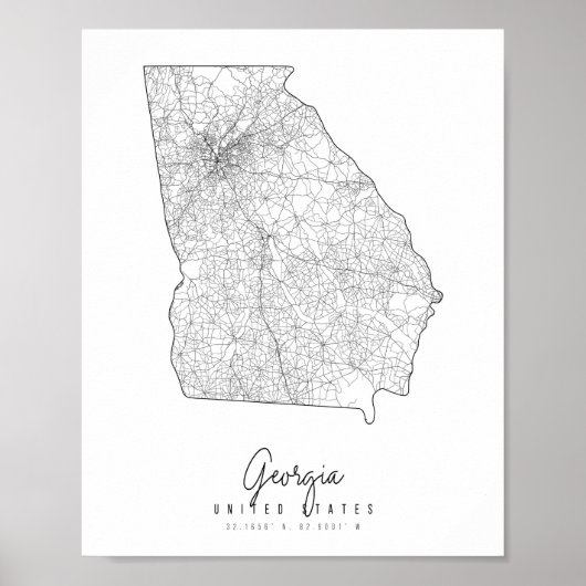 Georgia Minimal Street Map Poster (Voorkant)