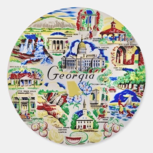 Georgia Monumenten Ronde Sticker (Voorkant)