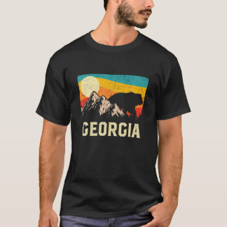 Georgia Nature Wild Bear Retro Sunset Hiking T-shirt