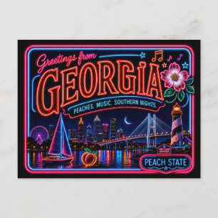 Georgia Neon Staat Retro Vintage Briefkaart