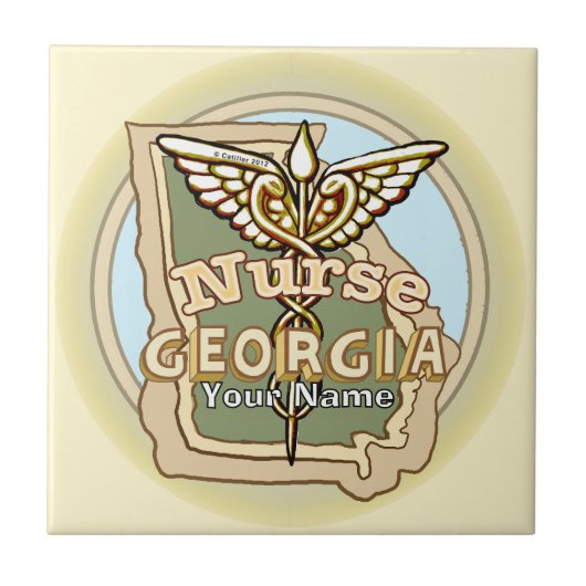 Georgia Nurse Caduceus-tegel Tegeltje (Voorkant)