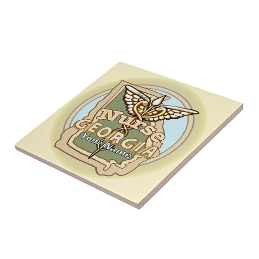 Georgia Nurse Caduceus Tile Tegeltje (Zijkant)