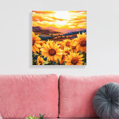 Georgia O Keefe stijl gele zonnebloemen bij zonsop Canvas Afdruk (Insitu (Woonkamer))