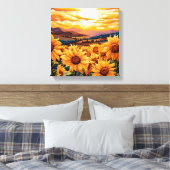 Georgia O Keefe stijl gele zonnebloemen bij zonsop Canvas Afdruk (Insitu (Slaapkamer))