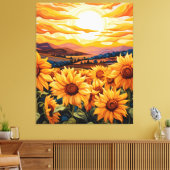 Georgia O Keefe stijl zonnebloemen bij zonsopgang Canvas Afdruk (Insitu (Woonkamer))