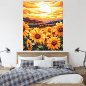 Georgia O Keefe stijl zonnebloemen bij zonsopgang Canvas Afdruk (Insitu (Slaapkamer))