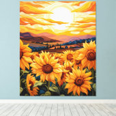 Georgia O Keefe stijl zonnebloemen bij zonsopgang Canvas Afdruk (Insitu (Houten vloer))