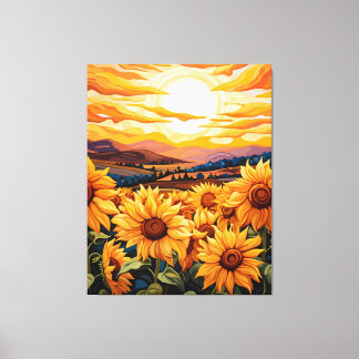 Georgia O Keefe stijl zonnebloemen bij zonsopgang Canvas Afdruk