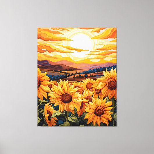 Georgia O Keefe stijl zonnebloemen bij zonsopgang Canvas Afdruk (Voorkant)