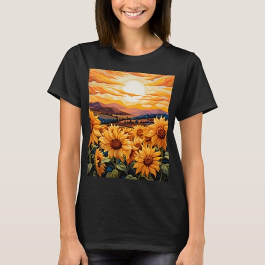 Georgia O Keefe stijl zonnebloemen bij zonsopgang T-shirt (Voorkant)