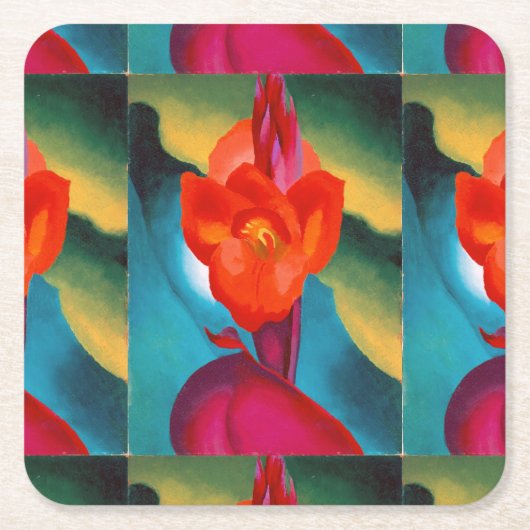 Georgia O'Keefe 1919 Red Canna Kartonnen Onderzetters (Voorkant)