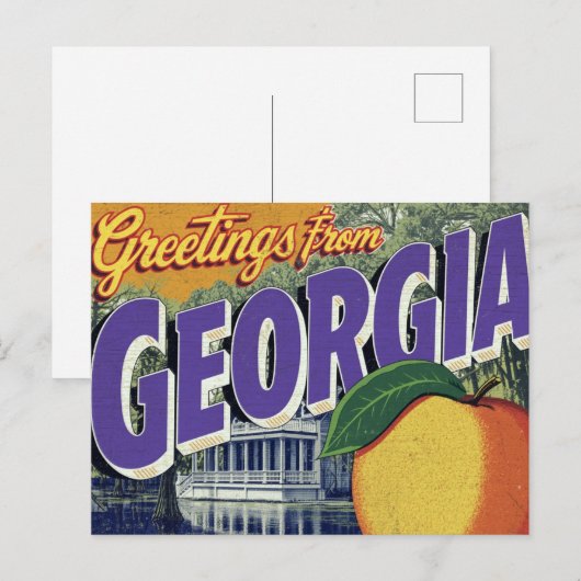 Georgia Peach and Mansion Briefkaart (Voorkant / Achterkant)