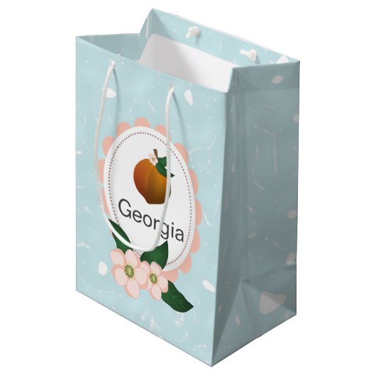 Georgia Peach fruit art design. Medium Cadeauzakje (Voorkant Gekanteld)