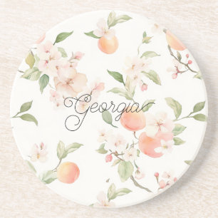 Georgia Peach Hart Fruit Bloem Zandsteen Onderzetter