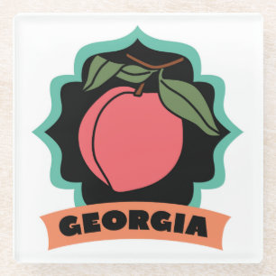 Georgia Peach Logo Glazen Onderzetter