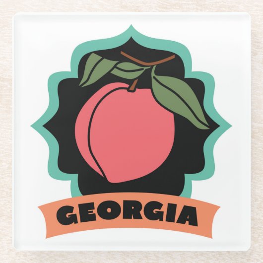 Georgia Peach Logo Glazen Onderzetter (Voorkant)