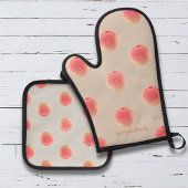 Georgia Peach Pattern Oven Mitt & Pot Holder Set 