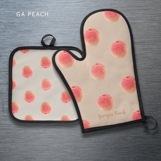 Georgia Peach Pattern Ovenwant en Pannenlap Set 