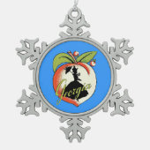  Georgia Peach Silhouette Southern Bell Tin Sneeuwvlok Ornament (Voorkant)