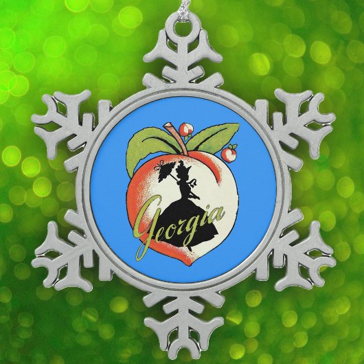  Georgia Peach Silhouette Southern Bell Tin Sneeuwvlok Ornament