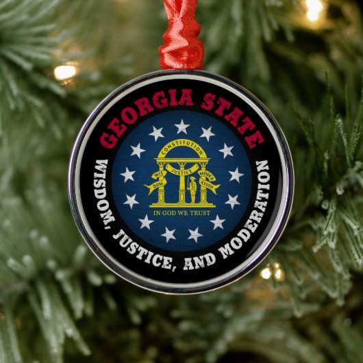 GEORGIA PEACH STATE FLAG METALEN ORNAMENT (Boom)
